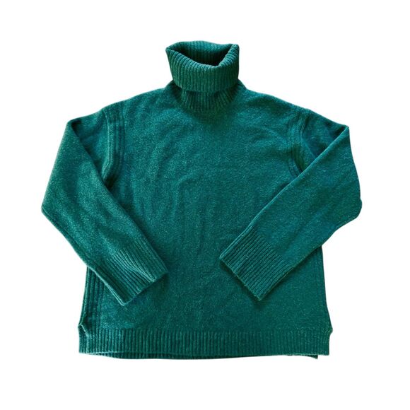 J.Crew Wool Alpaca Blend Turtleneck Sweater Small Soft Knit Oversized Green - Picture 2 of 9